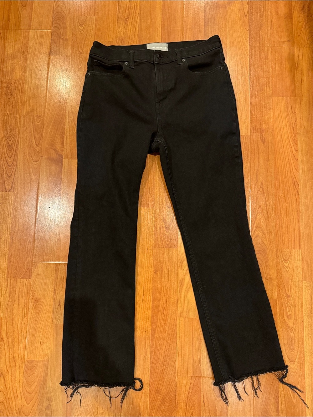 Everlane Black Raw-Hem Wide Leg Jeans